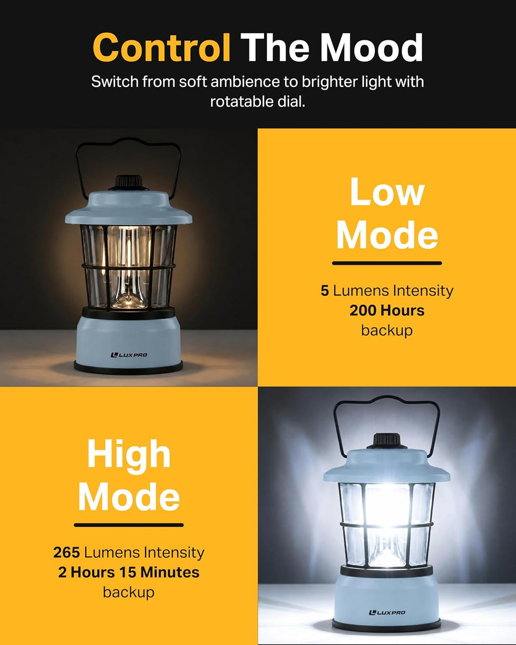 LUXPRO Retro Outdoor Lantern, Battery Lamp Camping Lantern LED Light, Blue