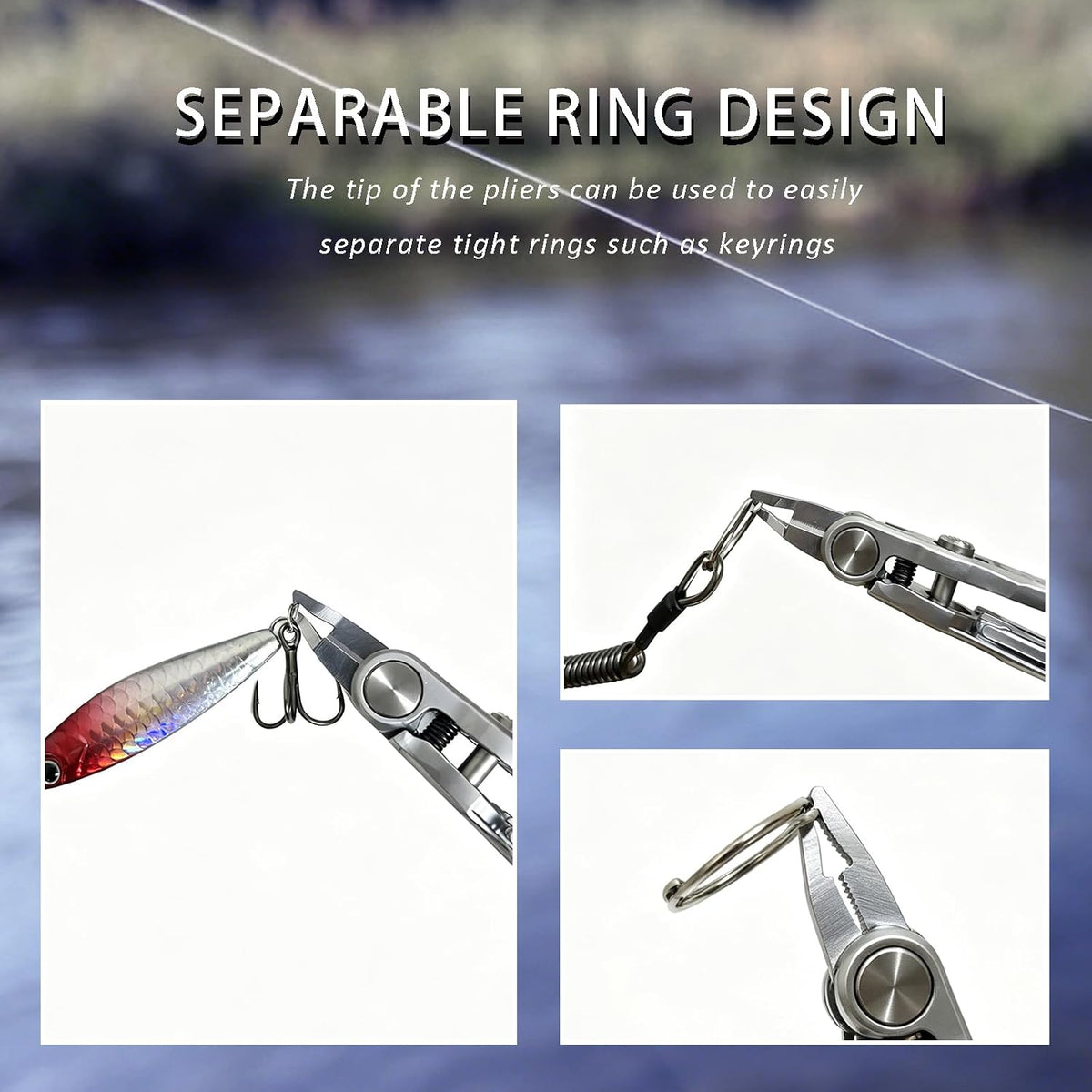 Mini Fishing Pliers, Pocket Tool with Braid Cutter & Coiled Lanyard