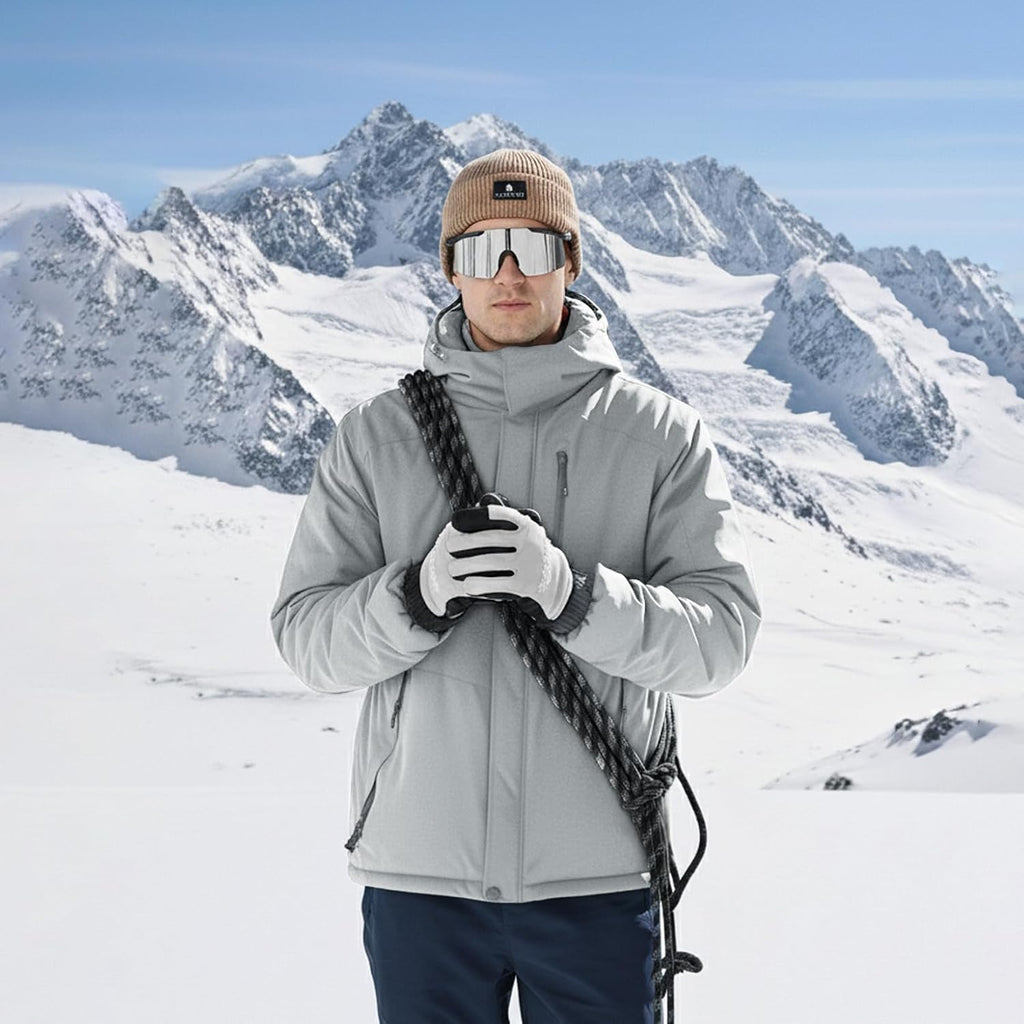 CAMELSPORTS Mens Winter Jacket Waterproof Warm Snow Ski Jackets Faux Fur Fleece Rain Coats with Removable Hood