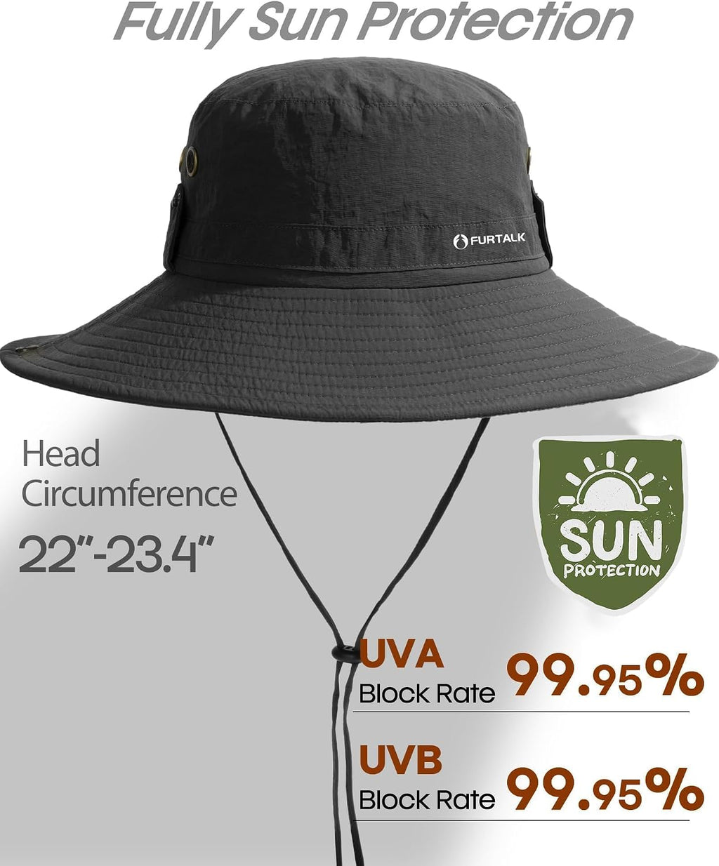 FURTALK Sun Hats for Men Fishing Hat UPF Protection Wide Brim Bucket Hat
