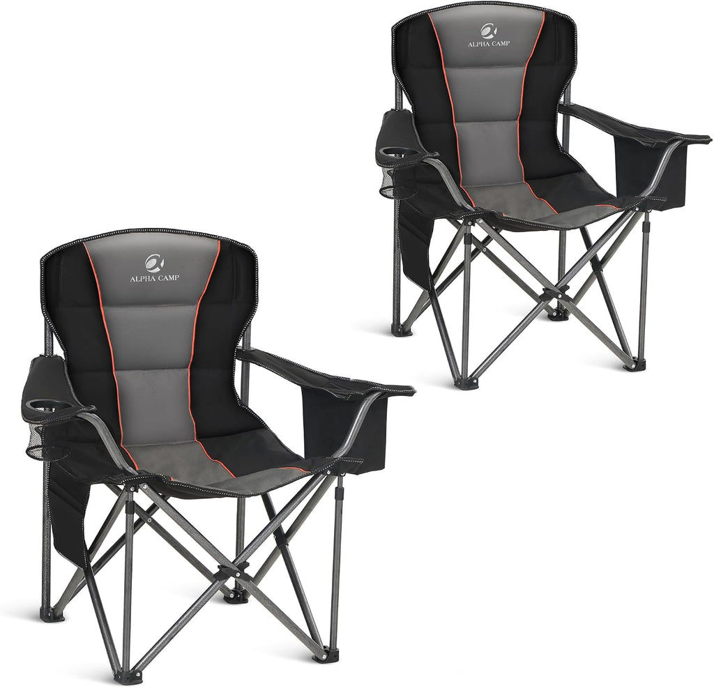 ALPHA CAMP Oversized Fully Padded Camping Chairs with Lumbar Support,2PC