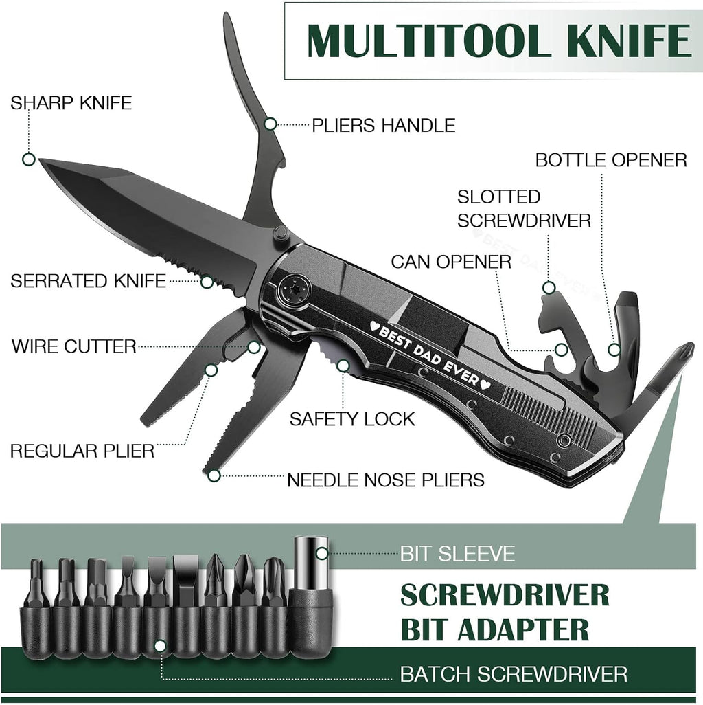 Dad Gifts from Daughter Son Wife Kids,BEST DAD EVER Multitool Knife,Christmas Birthday Father Day for Dad Step New Dad,Unique Camping Hunting Cycling Gift Ideas