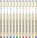 01 Micro Pen, Fine Point Pen with 12 Colors, Waterproof Archival Ink, 0.25mm Fineliner Ink Pens for Artist Illustration, Sketching, Anime, Manga, Technical Drawing and Scrapbooking