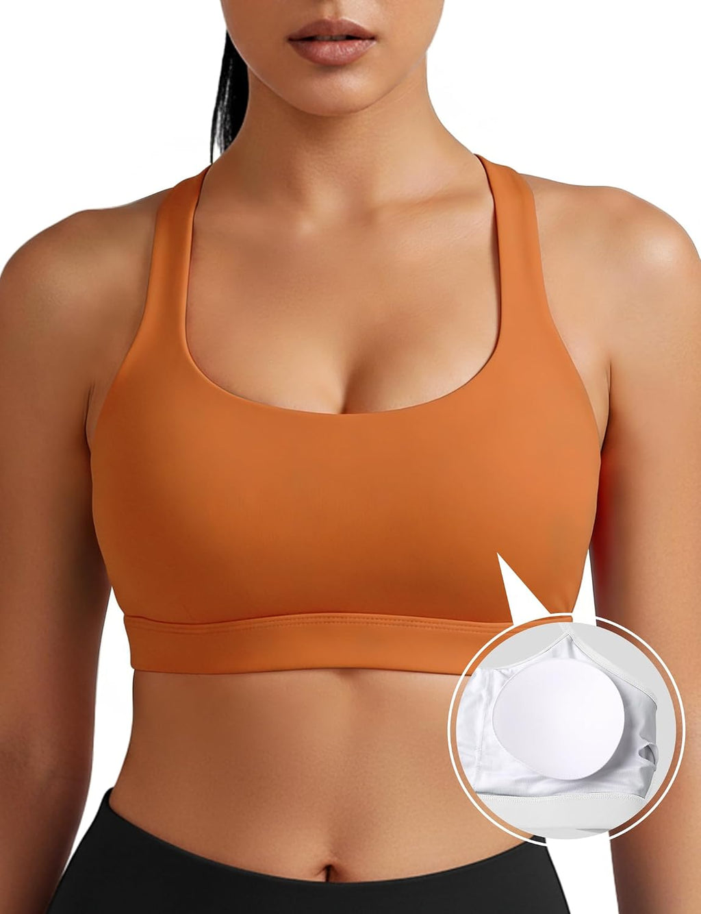 Buauty Sports Bra for Women, Criss Cross Back Medium Support Workout Bras with Removable Cups for Yoga Running Gym