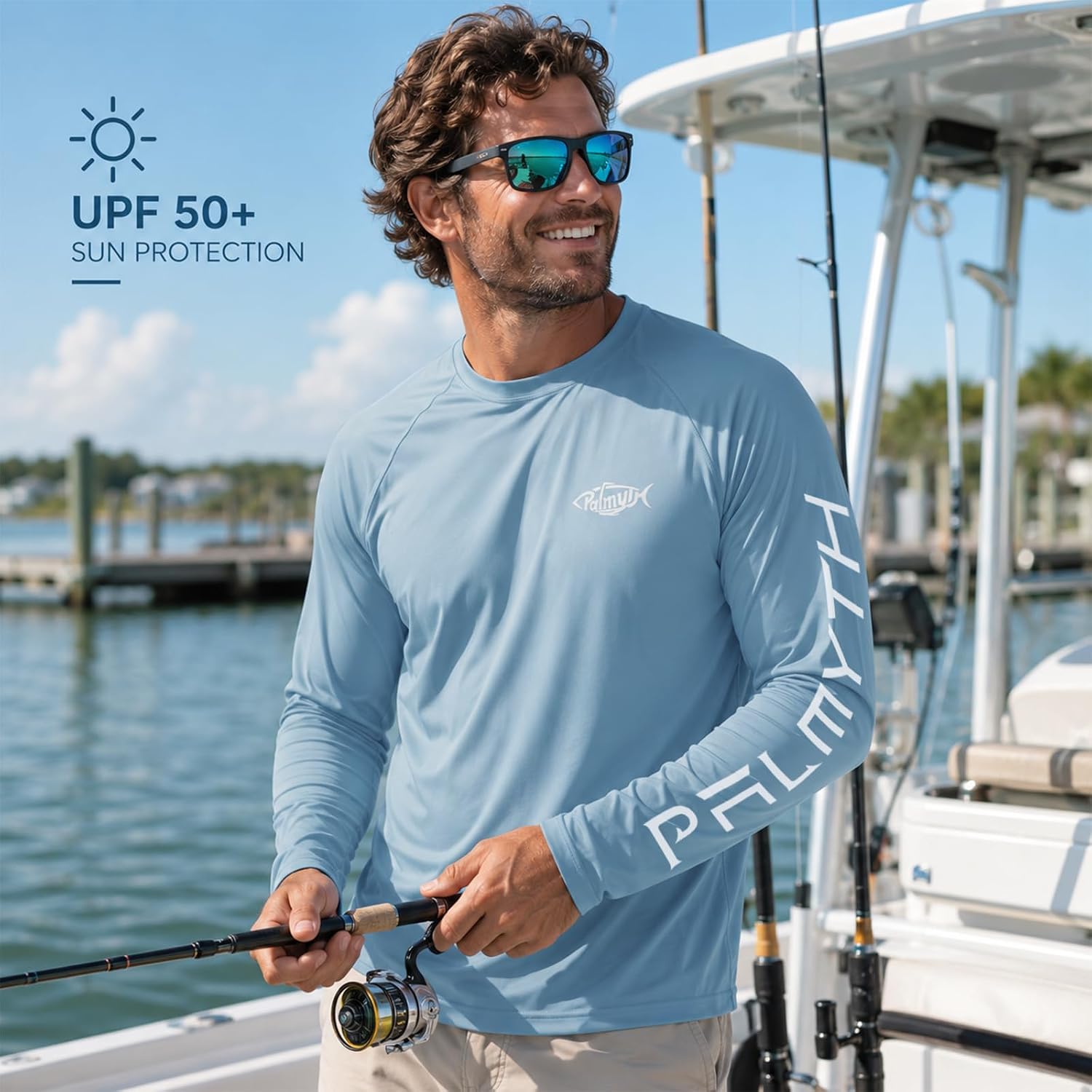 Palmyth Fishing Shirts for Men Long Sleeve UPF 50+ T Shirt Sun Protection