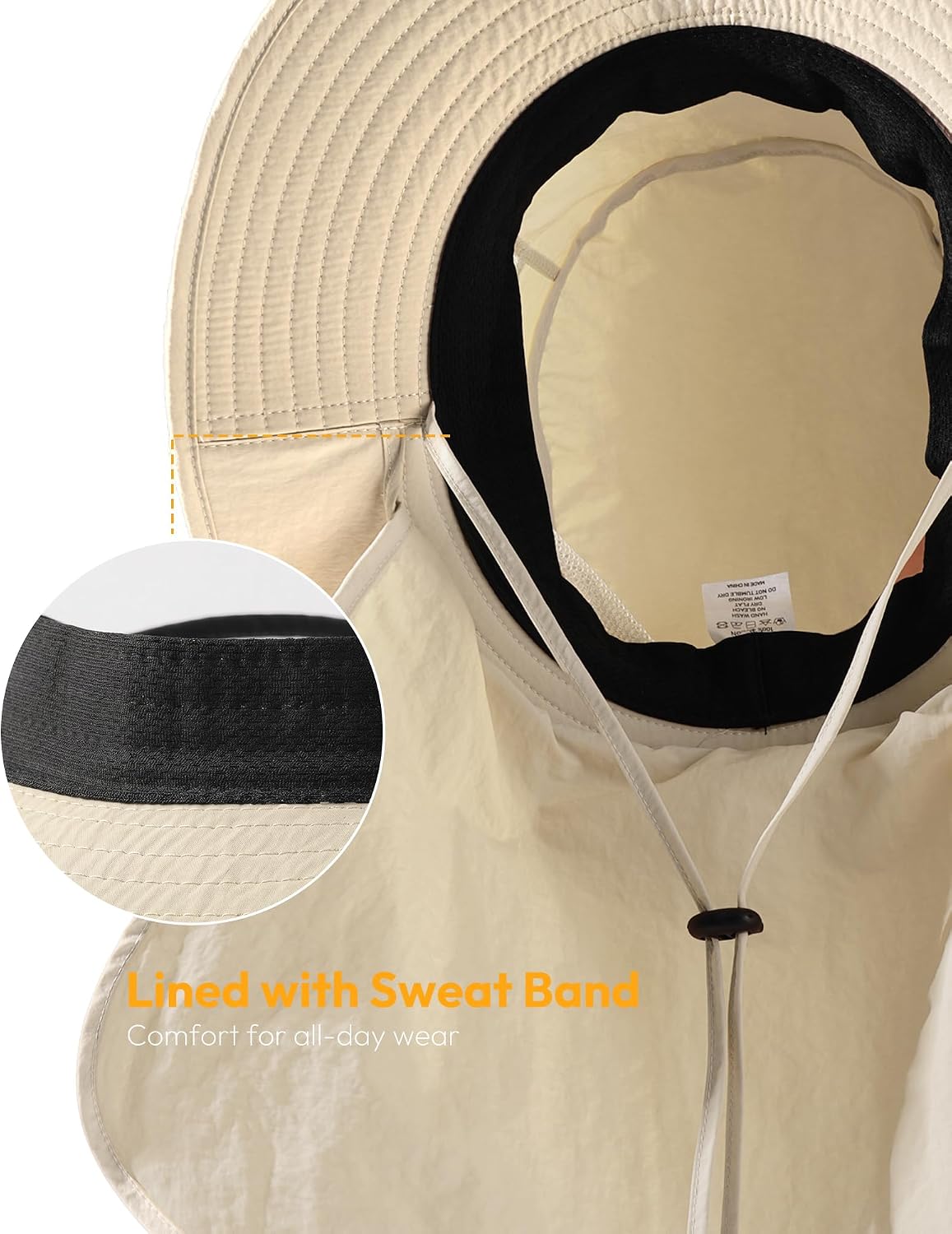 Sun Hats for Men Wide Brim Bucket Hat with Neck Flap for Fishing & Hiking Mens Sun Hat for UV Protection