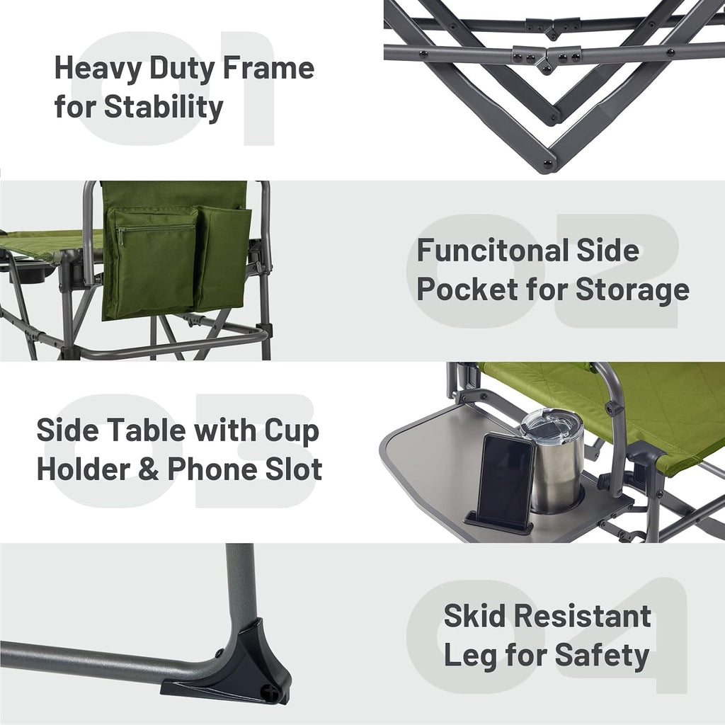 TIMBER RIDGE 400lbs Heavy Duty Camping Chair Portable Directors Chair