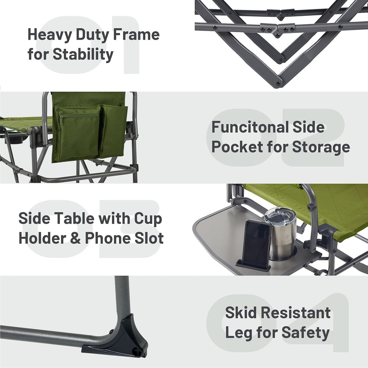 TIMBER RIDGE 400lbs Heavy Duty Camping Chair Portable Directors Chair