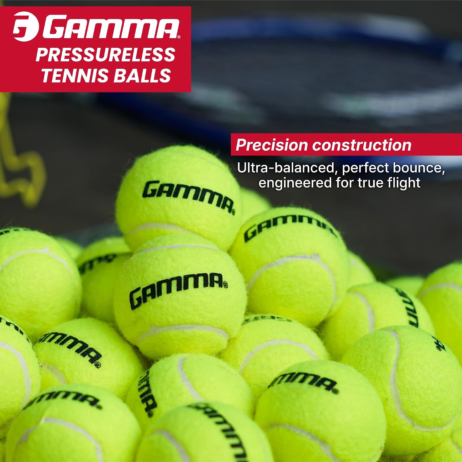 Gamma Sports Pressureless Tennis Balls Box - Ideal for Practice, Teaching, and Training with High-Visbility Felt - Indoor and Outdoor Court Play - 48 and 75 Pack Sizes