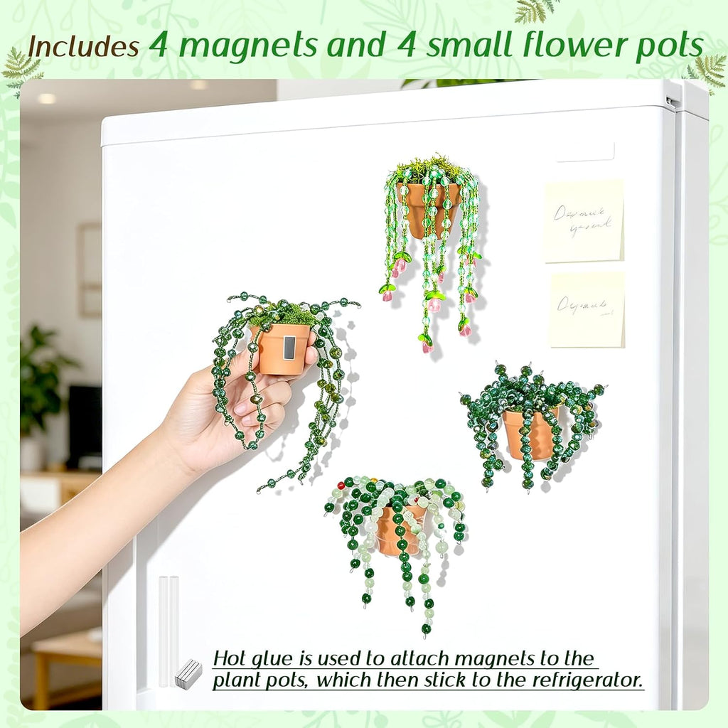 ZYNERY 5600pcs Beaded Plant Kit, Green Glass Beads, with A Full Set of Tools Green Beads Kit Glass for Making Succulent Jewelry and DIY Crafts Fridge Magnets