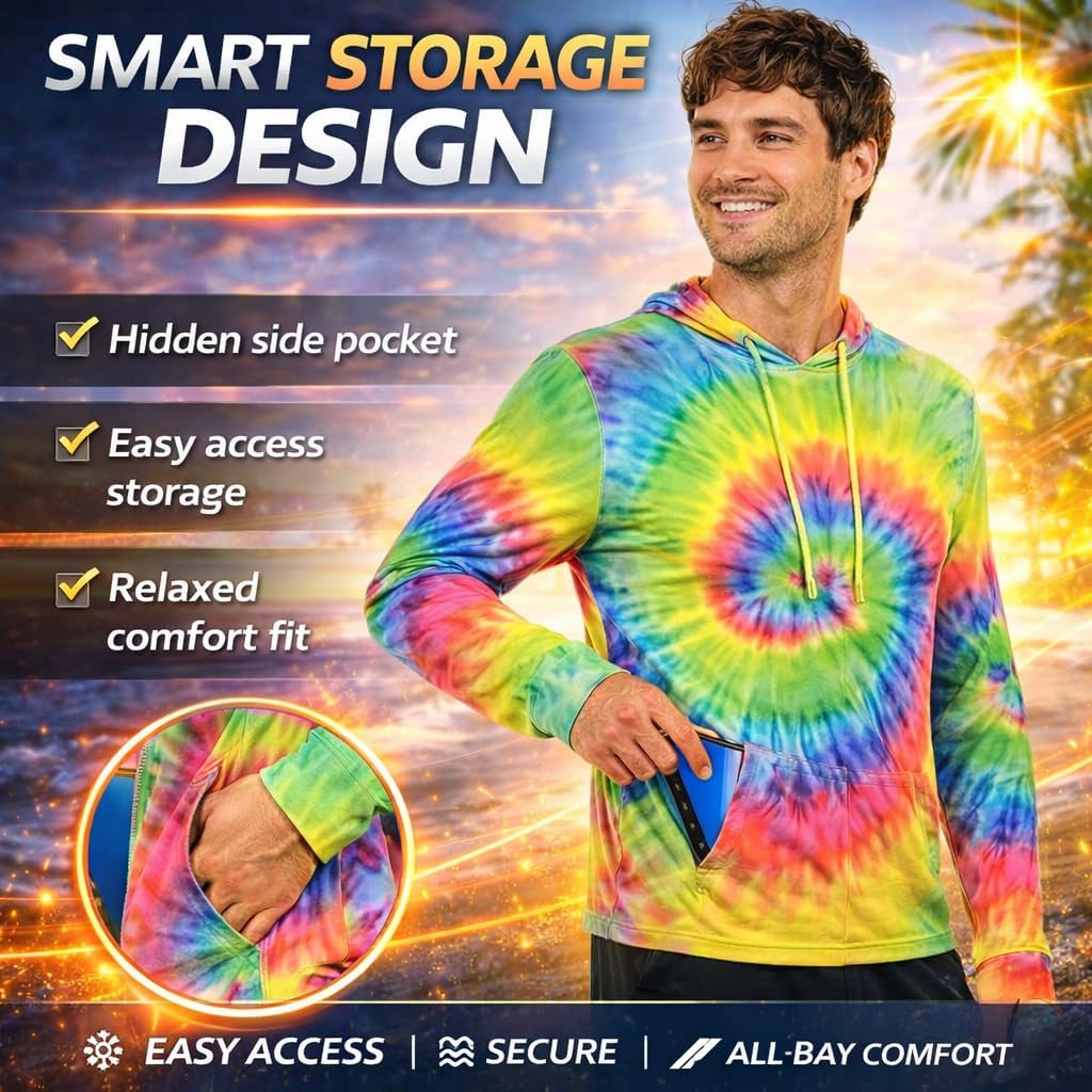 INGEAR Sun Shirts for Men - Lightweight SPF 50+ UV Protection Hoodie with Pocket for Fishing, Running, Hiking, Swim Rashguard Marina Blue