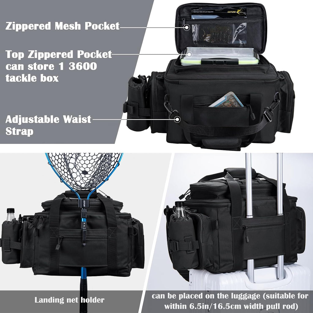 Goture Fishing Tackle Bag, Freshwater Saltwater Large Fishing Bag