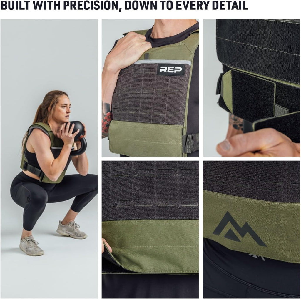 REP Fitness Strata Weight Vest, 2 Removable Plate Options for Unisex, Men & Women, Wearable, Weighted for Strength Training, Muscle Building, CrossFit, Running, Gym Exercise, Adjustable Sizing