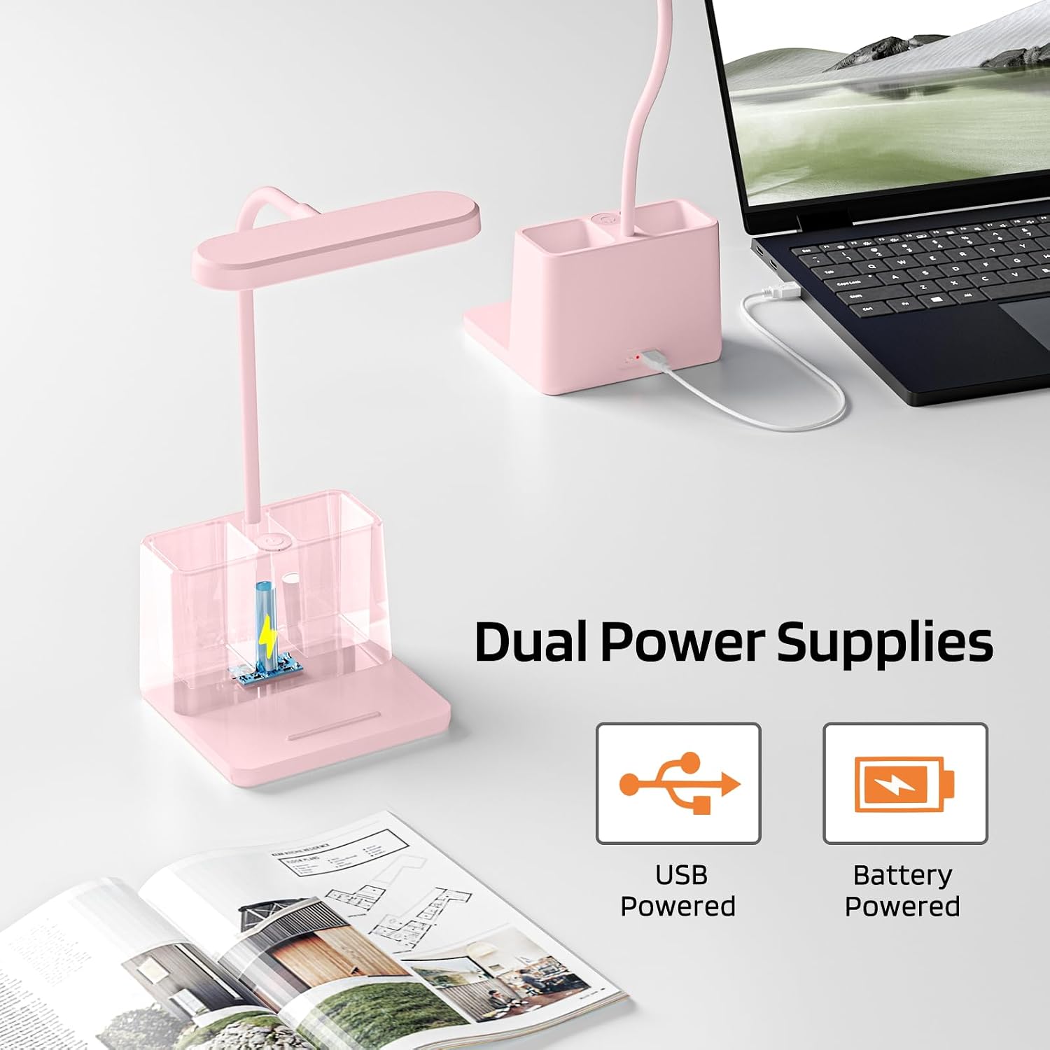 AXX Cute Desk Lamp, Pink Table Light for Women, Teen Girls