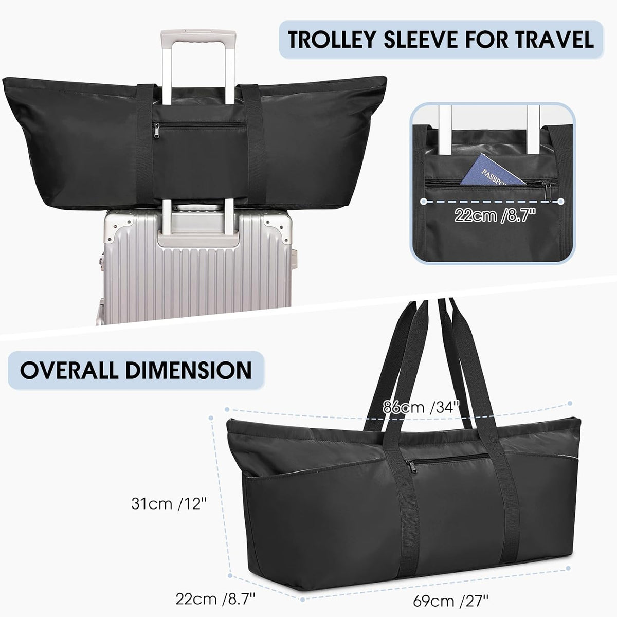 sportsnew Large Yoga Mat Bag Trolley Sleeve Gym Carrier Shoe Bag Wet Pocket