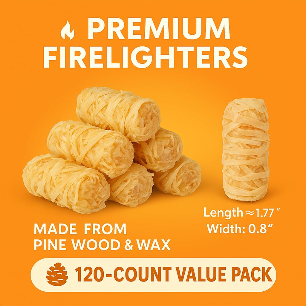 120 PCS Fire Starter - Natural Wax & Sawdust Wood Igniters