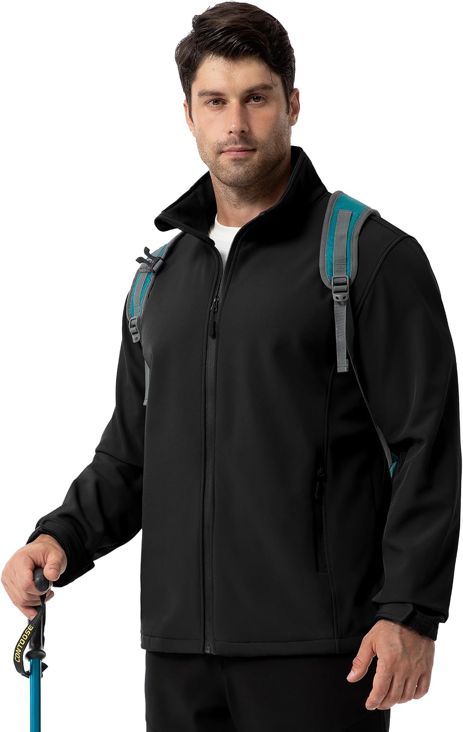 ZITY Men's Softshell Jacket Fleece Lined Lightweight Waterproof Rain Jacket Zip Up Soft Shell Windproof Windbreaker