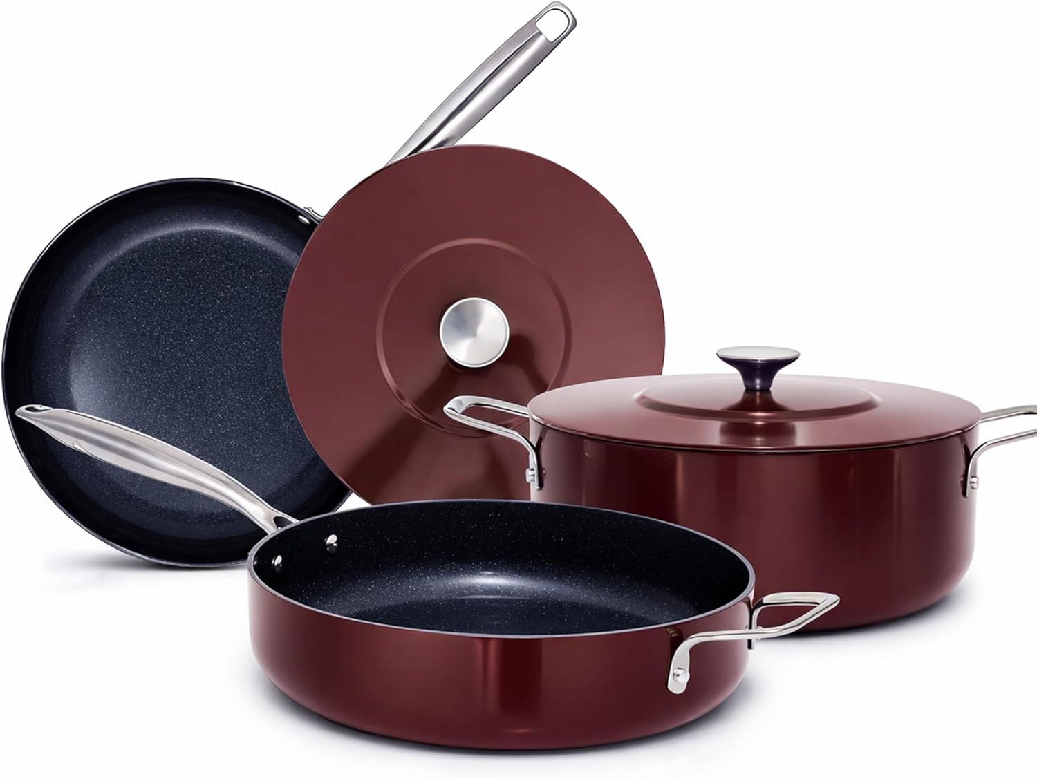 Nuwave Essential Series 5PC Ceramic Cookware Set PFAS-Free, Dishwasher Safe