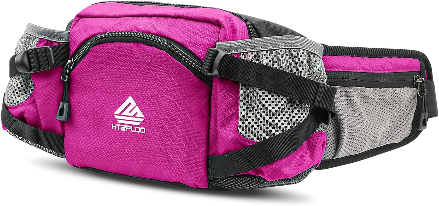 Fanny Pack Waist Bag with Water Bottle Holder for Men Women Running Hiking Travel Dog Walking Workout Cycling Outdoor (Turquoise Blue)