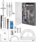 Mr. Pen- Geometry Set, 15 pcs, Light Grey, 6 Inch Swing Arm Protractor