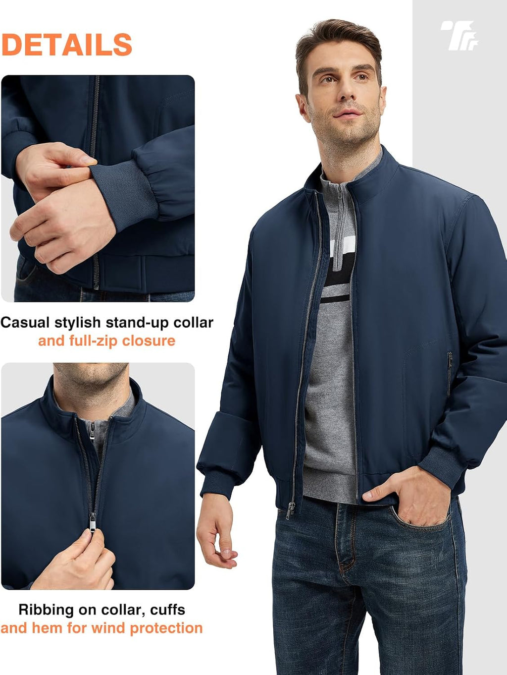 TBMPOY Men's Winter Jackets Bomber Padded Casual Windbreaker Warm Fall Coat