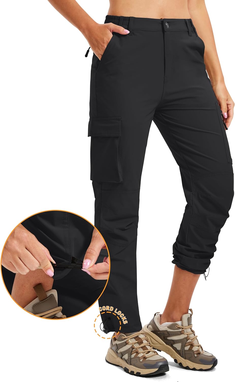 Womens Hiking Cargo Work Pants Quick Dry Water Resistant 6 Pockets