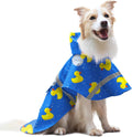 DELIFUR Large Dog Raincoat- Waterproof Dog Rain Poncho Adjustable Double Layer Rain Jacket with Hood for Medium Large Dogs Designed with Leash Hole Reflective Strip and Ducks (Blue Duck, Large)