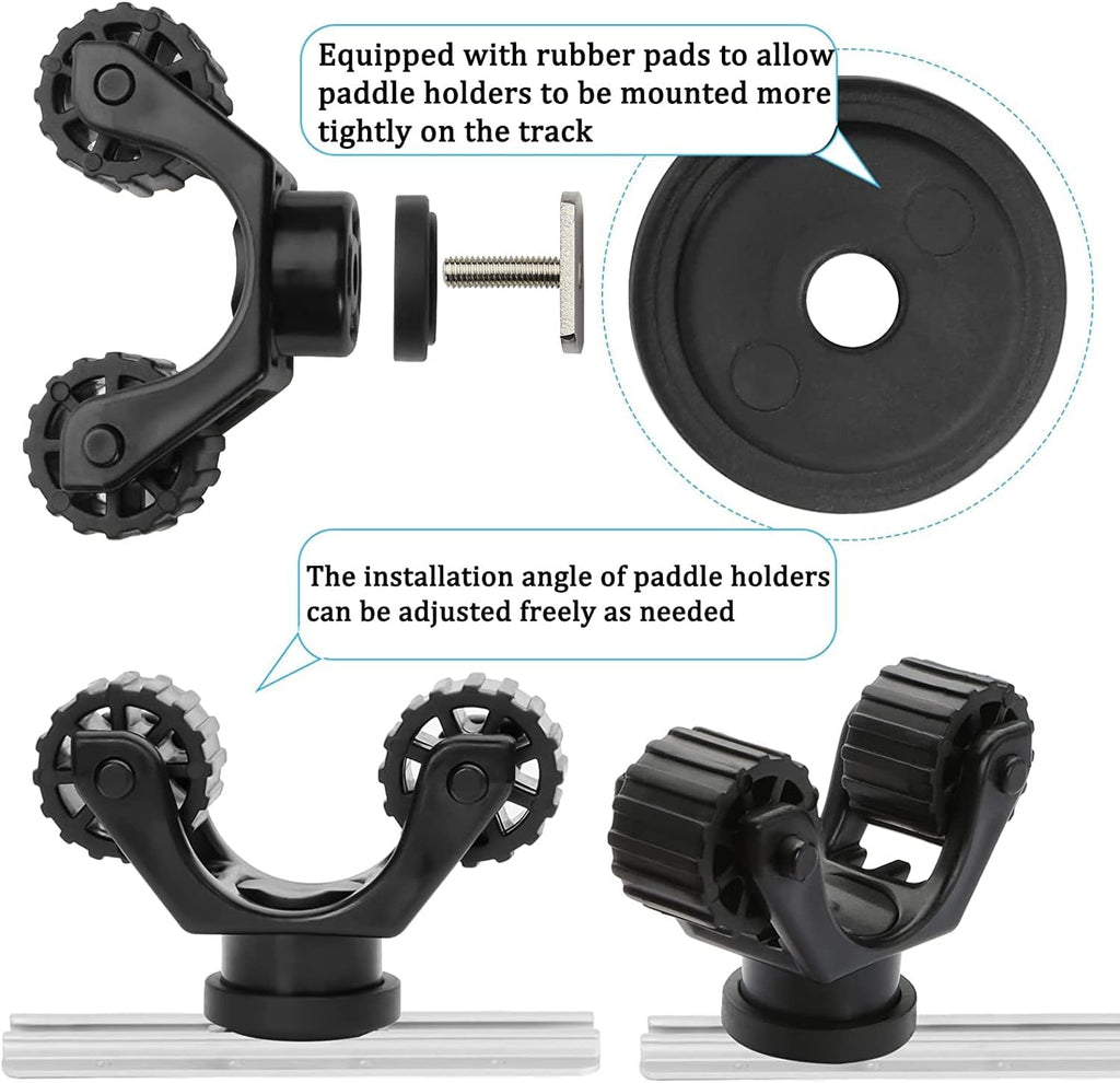 Kayak Paddle Holder, Kayak Accessories Track Mount for Kayak Paddles, Kayak Fishing Accessories - Kayak Oar Holder Track Mount for Fast and Quiet Holding Standard Kayak Paddle, 2 Pack, Black
