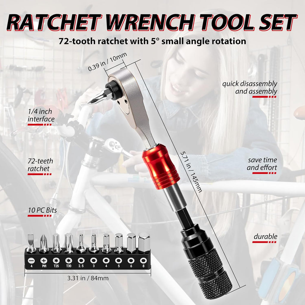 Bike Repair Tool Kit with Mini Pump in Portable Multifunction Tool Set
