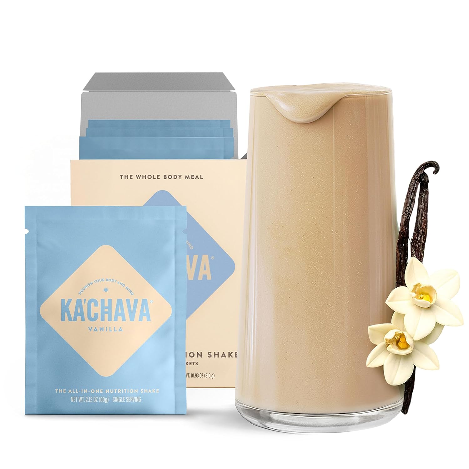 Ka'Chava Whole Body Meal Shake Vanilla - Vegan Protein Powder with 85+ Superfoods & Greens – Plant-Based Meal Replacement with Probiotics & Digestive Enzymes- 5 Servings