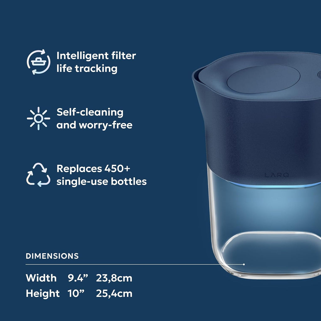 LARQ PureVis 3-in-1 Smart Water Filter Pitcher with UV-C Purifier and App