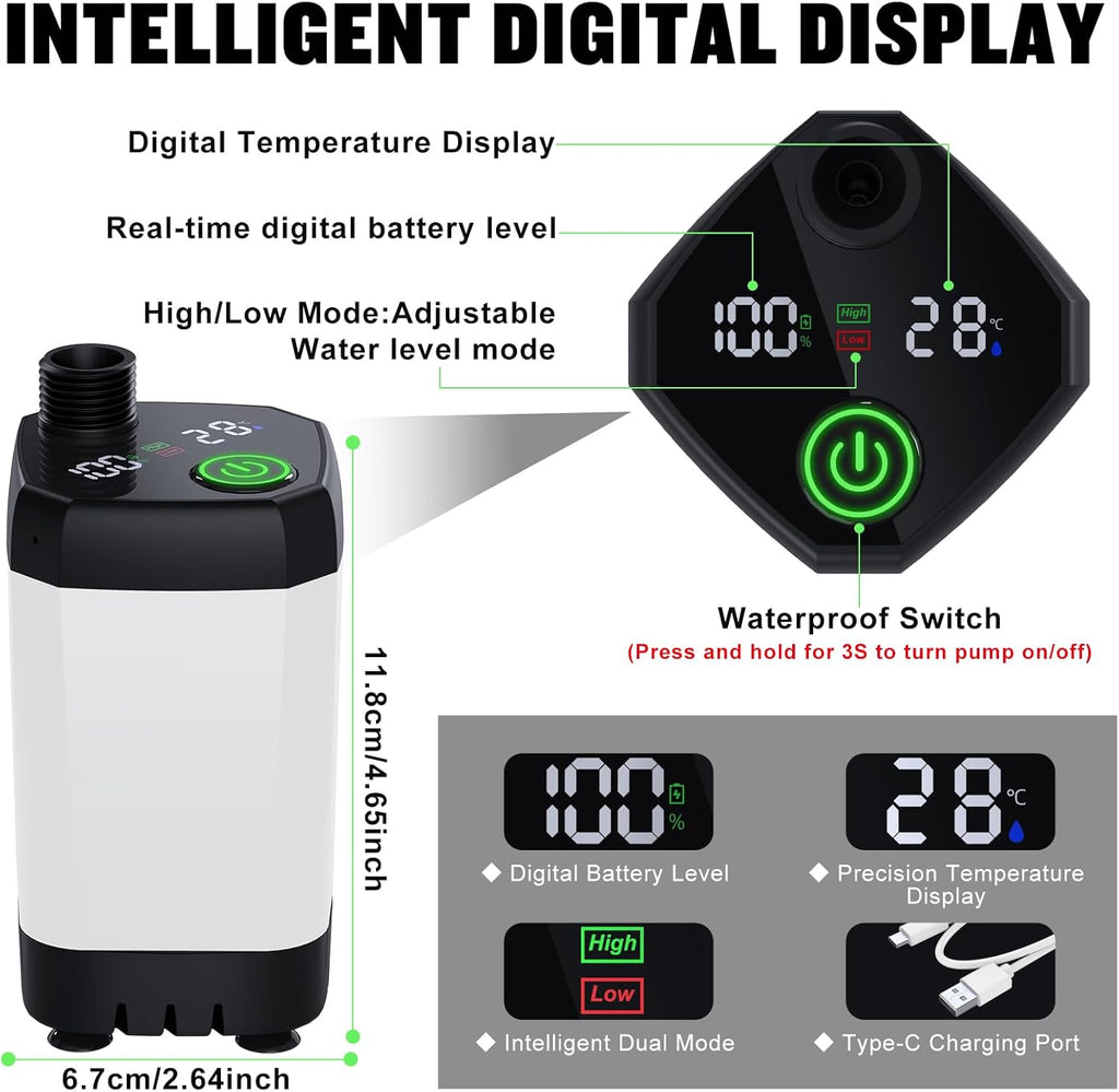 Spopal Portable Shower for Camping, [Long-Lasting] 6000mAh Rechargeable