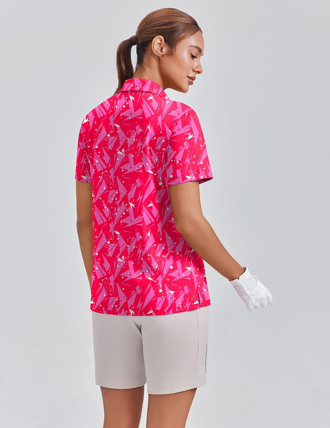 PINSPARK Womens Golf Shirt 4-Button UPF 50+ Quick Dry Collared Polo Shirts