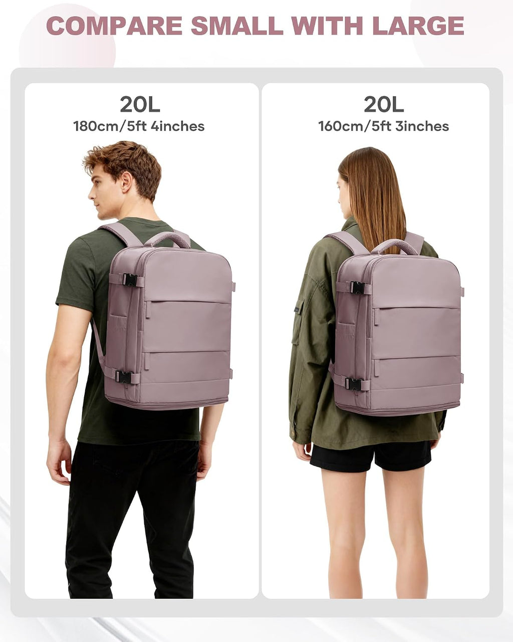 coowoz Travel Backpack Carry On for Women Man Gym Backpacks with Laptop Compartment Mochila de Viaje Teacher Personal Item Backpack Rucksack Airplane Accessories Must Haves Pink Purple Small