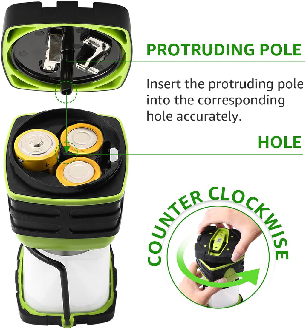 Lepro 1000LM Battery Powered LED Camping Lantern with 4 Light Modes, Green