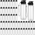 Domensi 50 Pieces Reusable Plastic Water Bottles Bulk, Black