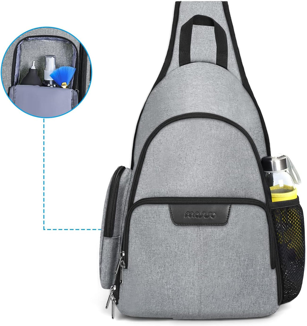 MOSISO Camera Bag Sling Backpack, Full Open Camera Case, Grey