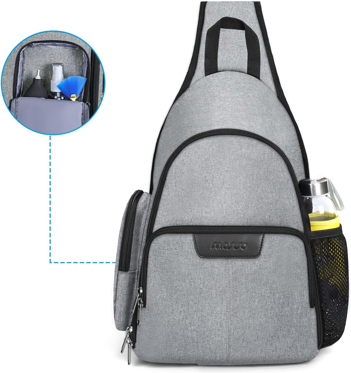 MOSISO Camera Bag Sling Backpack, Full Open Camera Case, Grey