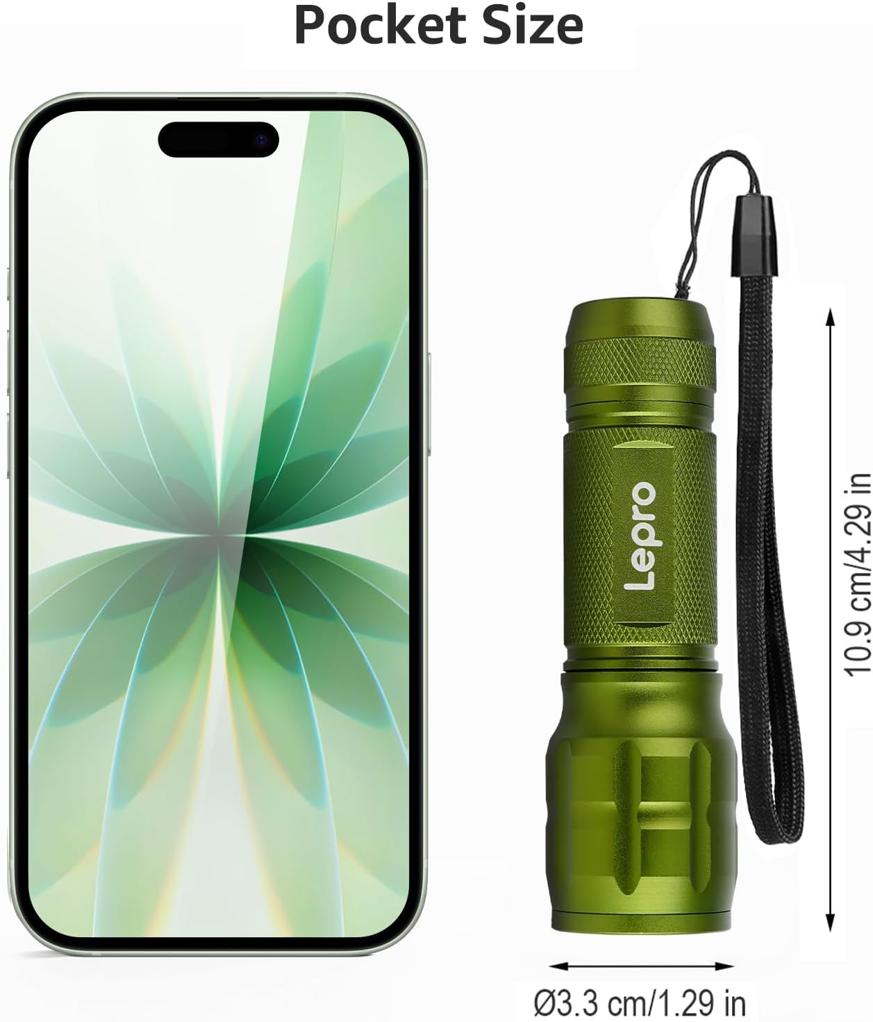 Lepro Lighting Ever LED Flashlight, High Lumens Waterproof Adjustable Focus
