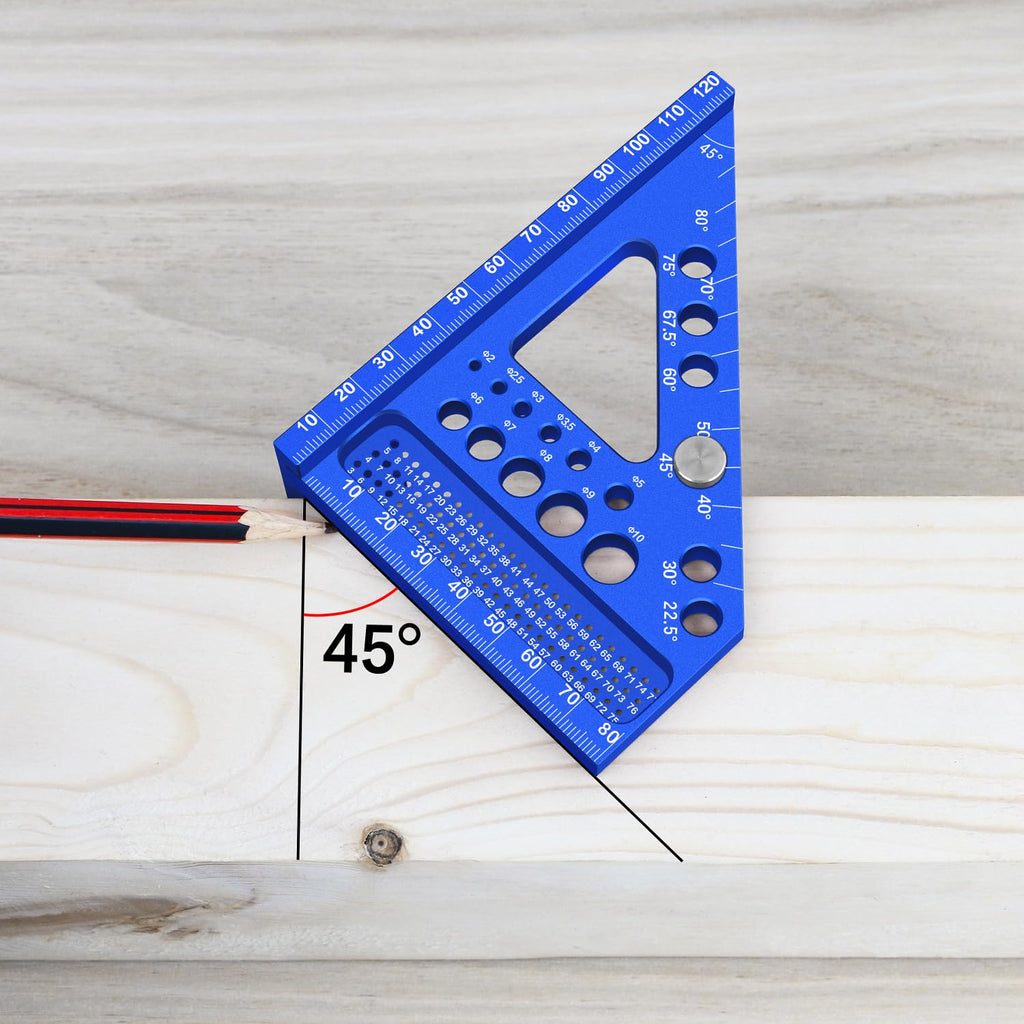 Aluminum Carpenter Square with 3D Multi-Angle Layout Measuring Ruler - Upgraded Pin Pivot Design for Secure Storage, Woodworking Squares Compact Woodworking Tool(Metric)