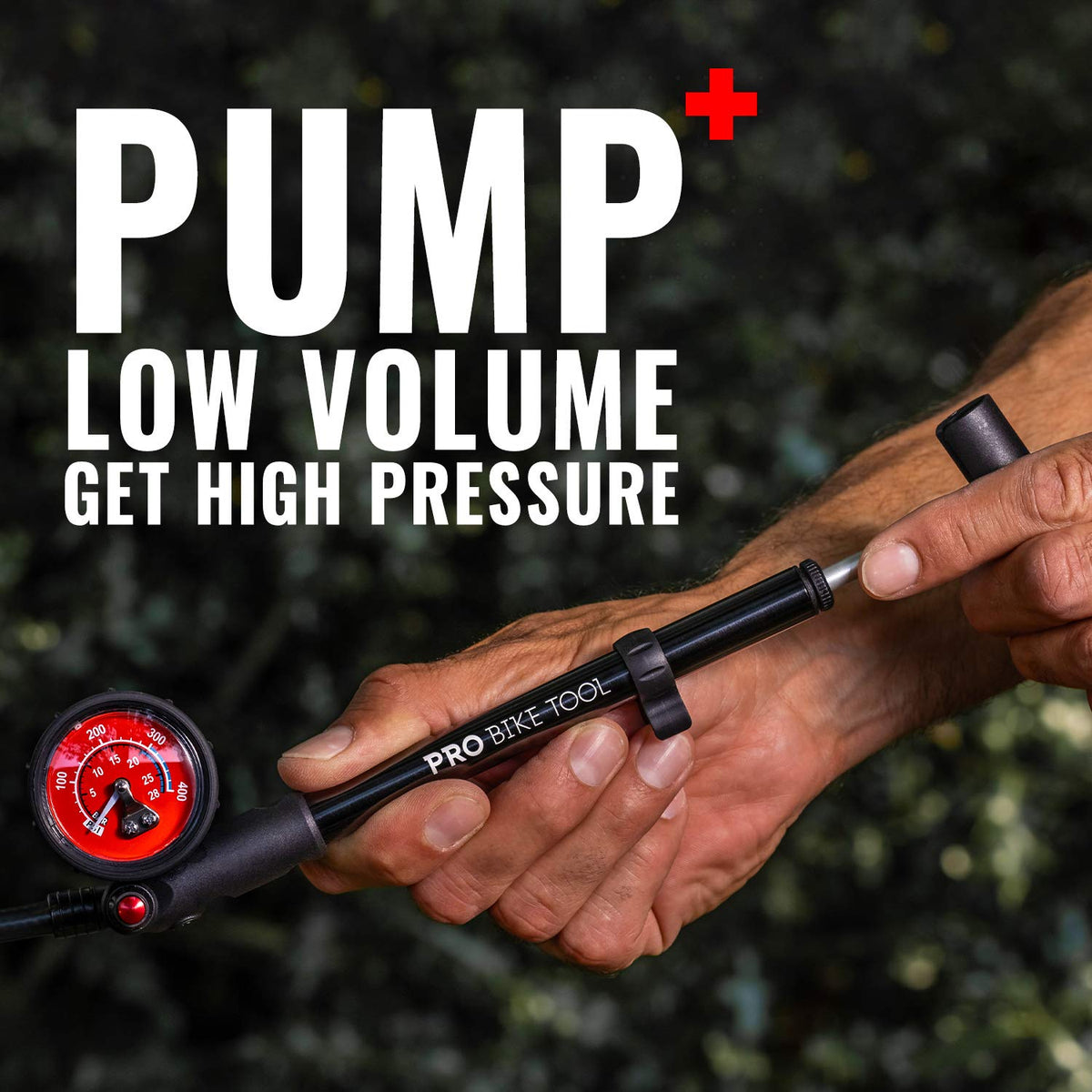PRO BIKE TOOL Bike Shock Pump - 300 PSI High Pressure Shock Pump for Mountain Bike, MTB & Bicycle Suspension - Air Fork and Rear Shock Pump with No Leak Valve, Industrial Gauge & T-Handle
