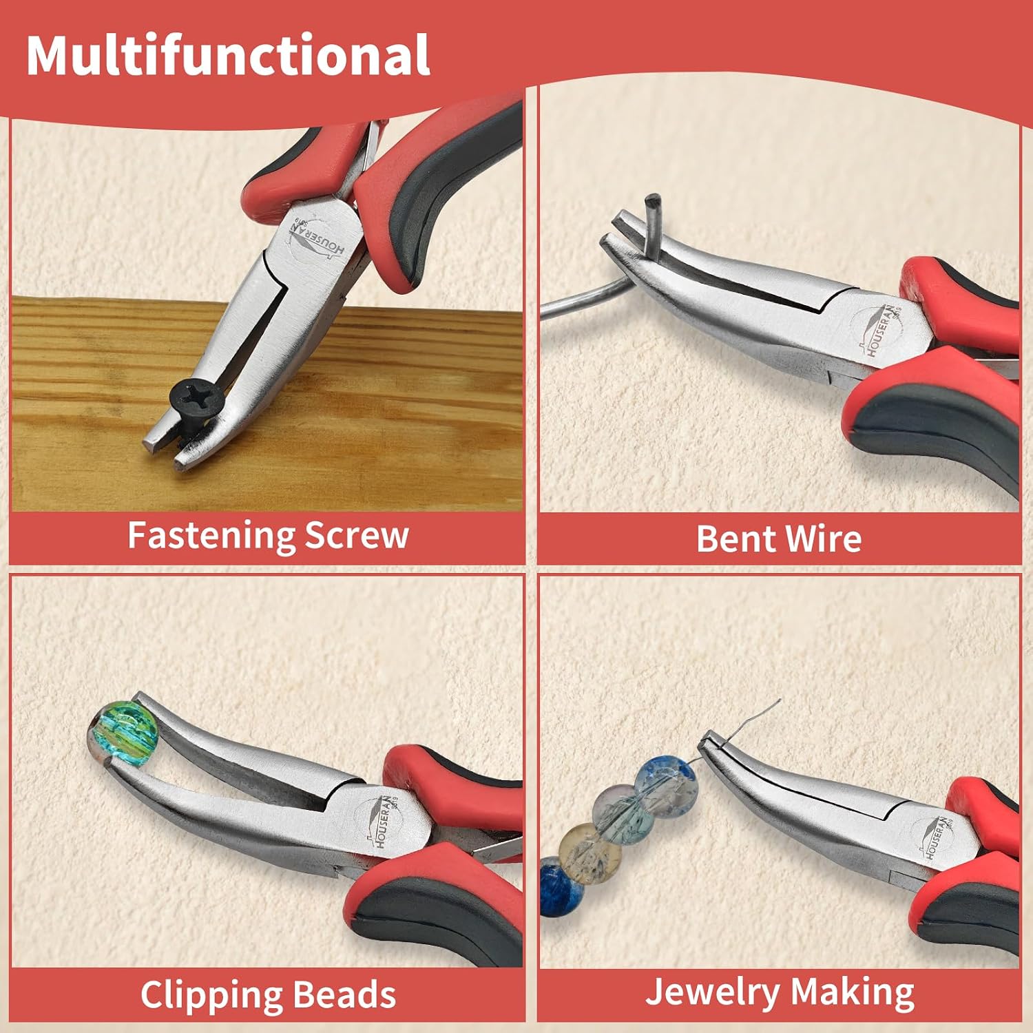 5-Pack 5-Inch Bent Nose Pliers for Jewelry Making, Spring Loaded