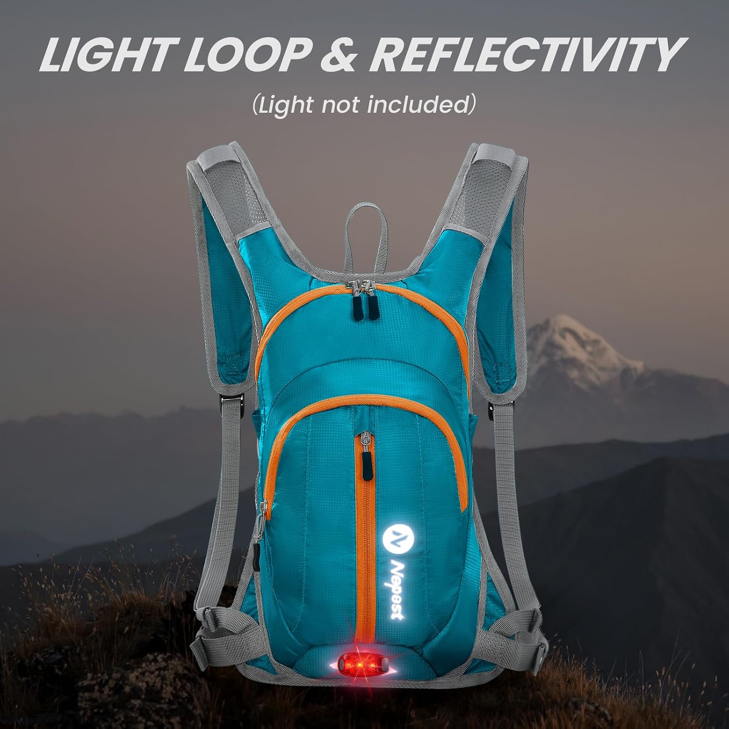 Nepest Hydration Pack Backpack with 2L Water Bladder Reflective Lightweight