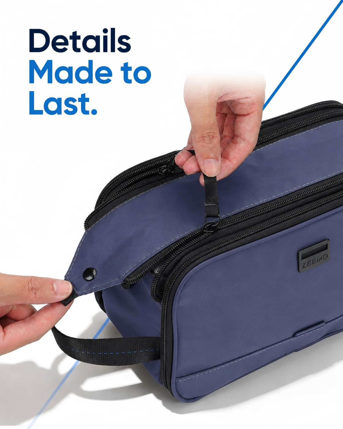 ZEEMO Travel Toiletry Bag for Men, Full Open Dopp Kit with Dual Compartment