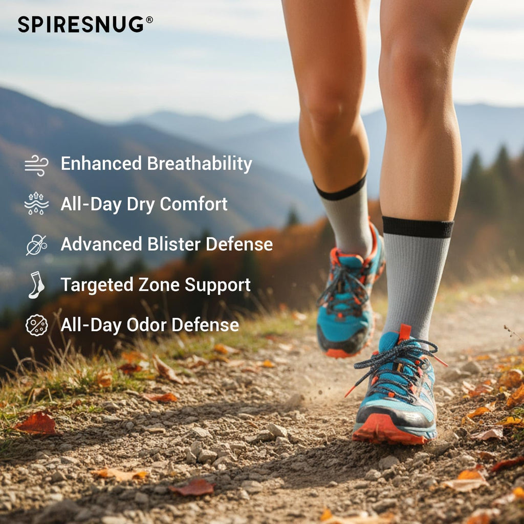 SPIRESNUG Moisture Wicking Crew Hiking Socks Women Men, 2-Pack
