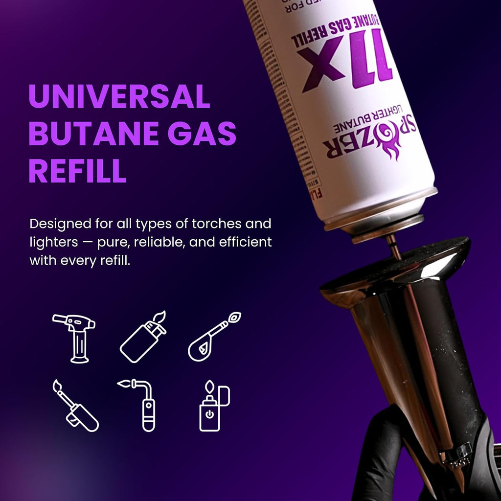 SPOZER 11X Butane Fuel Refill 99.9997% Pure 300ml for Torch Lighter 36 Cans