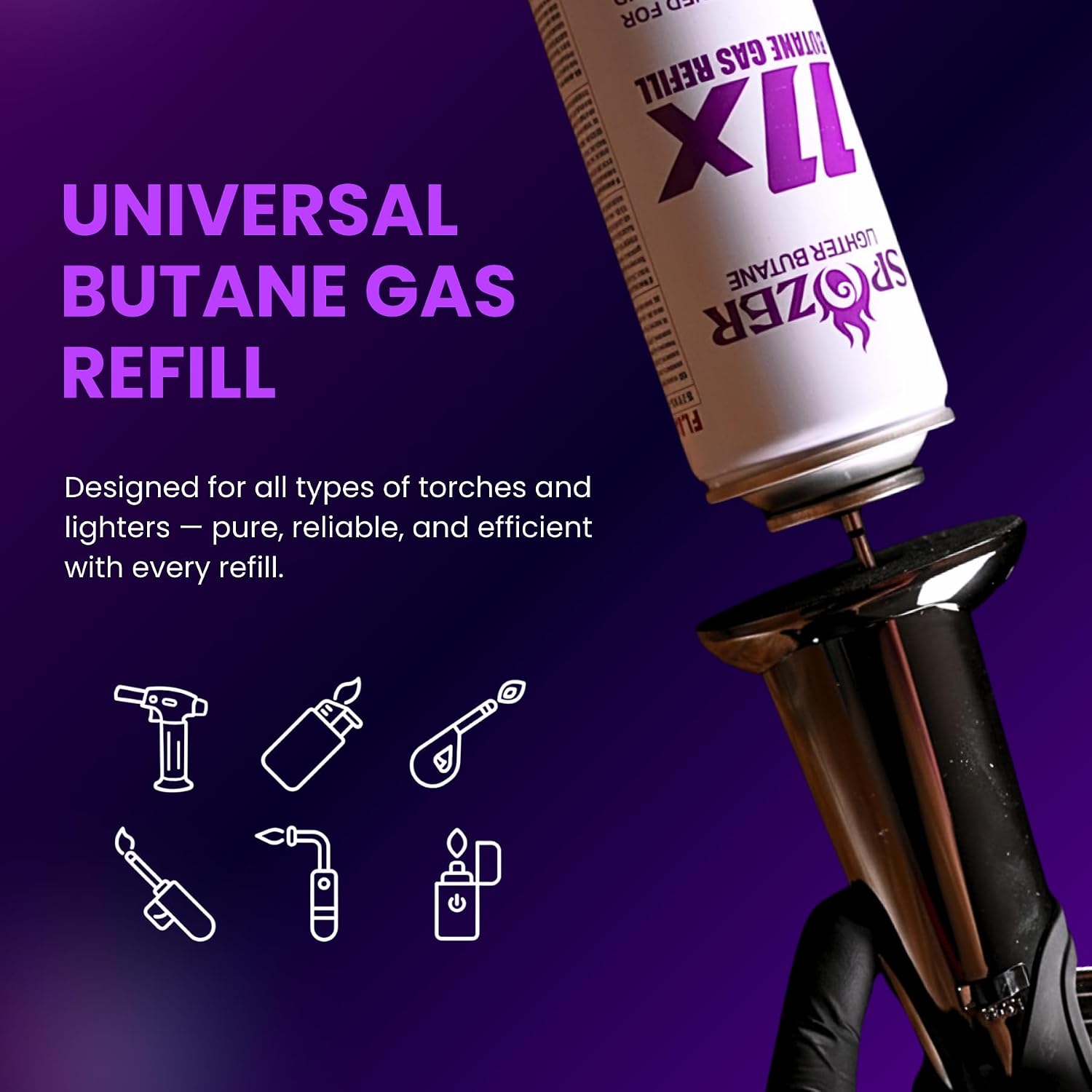 SPOZER 11X Butane Fuel Refill 99.9997% Pure 300ml for Torch Lighter 24 Cans