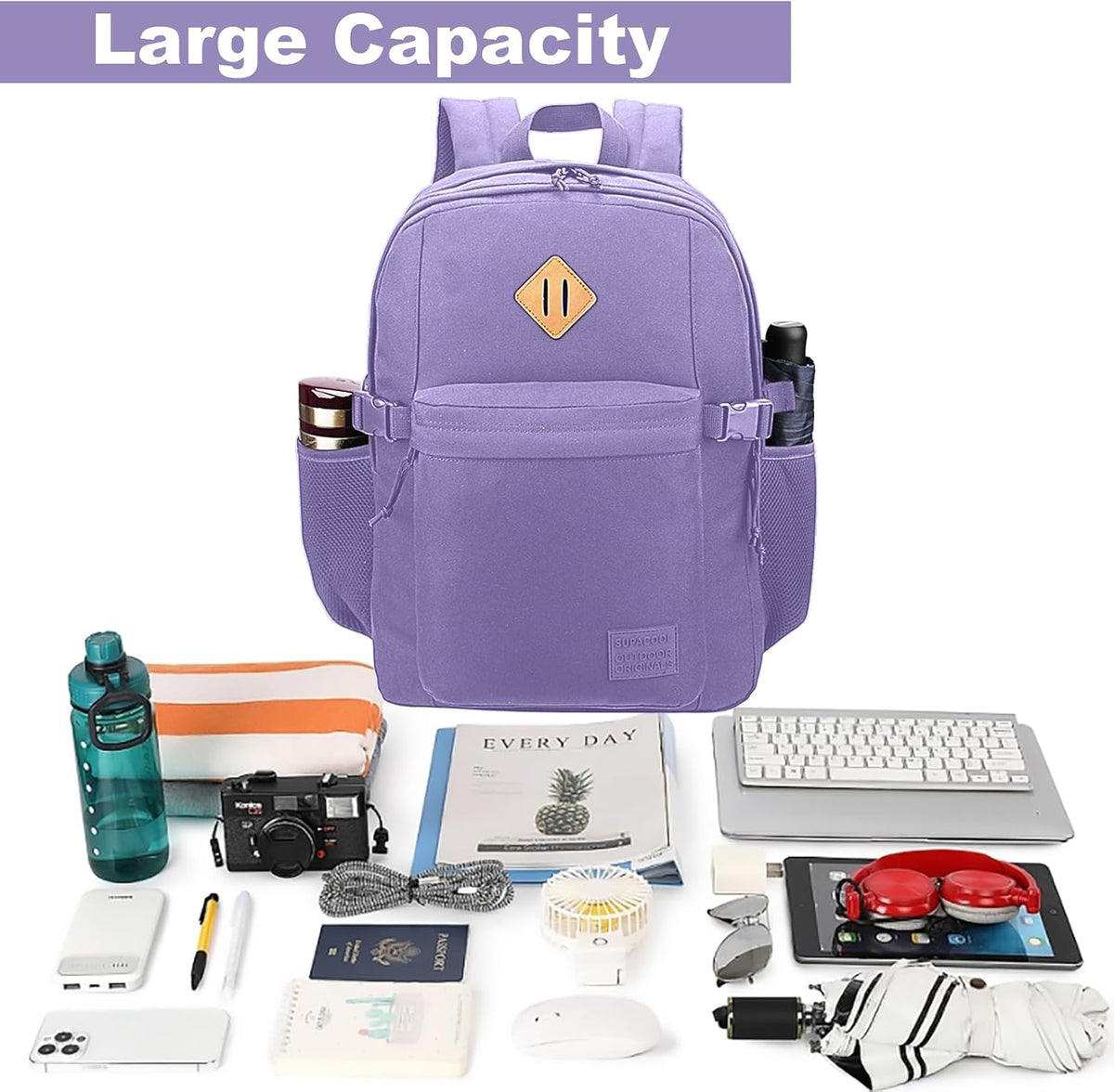 SUPACOOL Campus Backpack, Laptop Bag with 2 Compartments, Travel Backpack