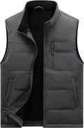 VtuAOL Men's Casual Fleece Lined Vest Outdoor Lightweight Vest Sleeveless Jacket for Travel Hiking