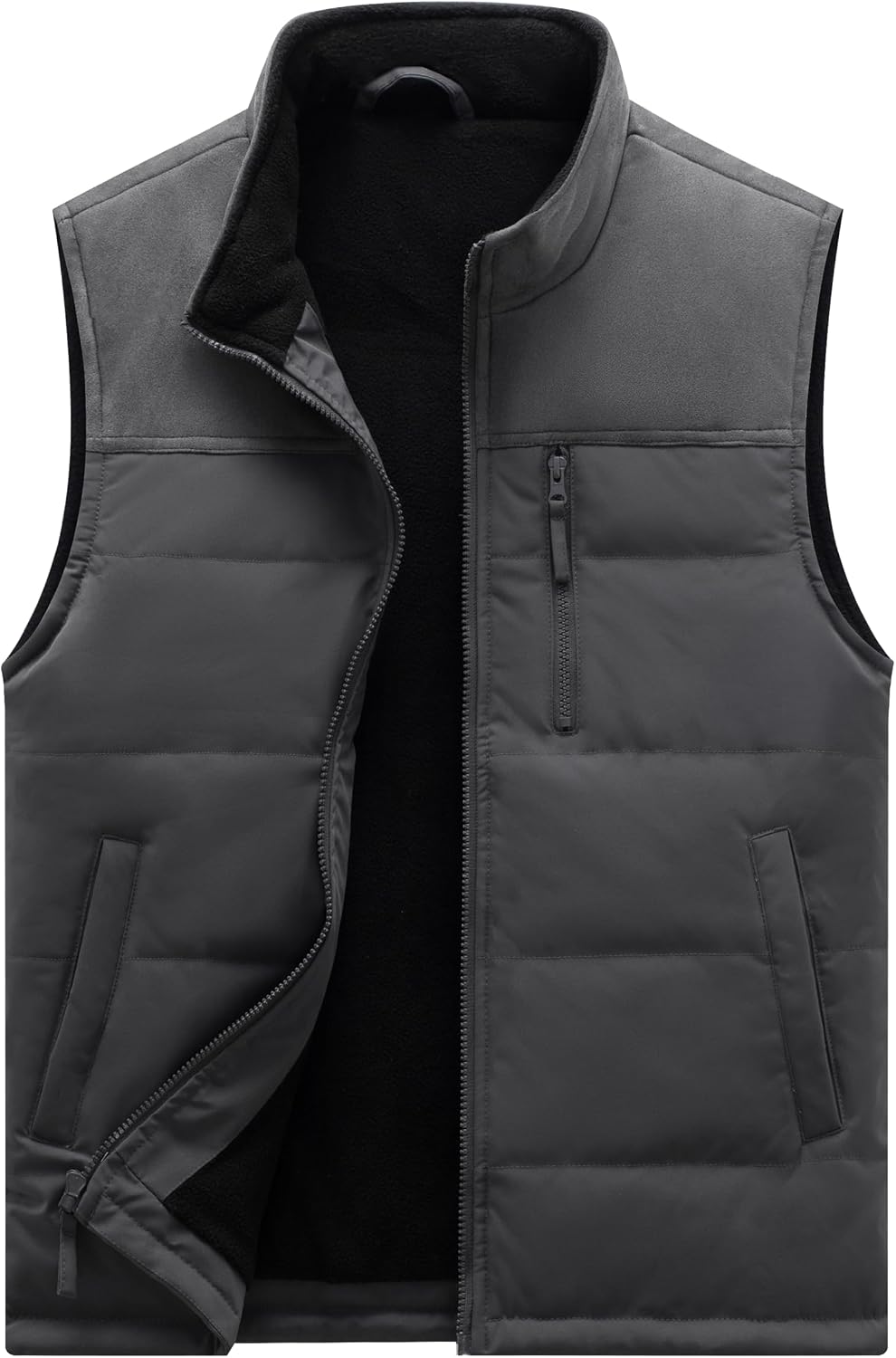 VtuAOL Men's Casual Fleece Lined Vest Outdoor Lightweight Vest Sleeveless Jacket for Travel Hiking